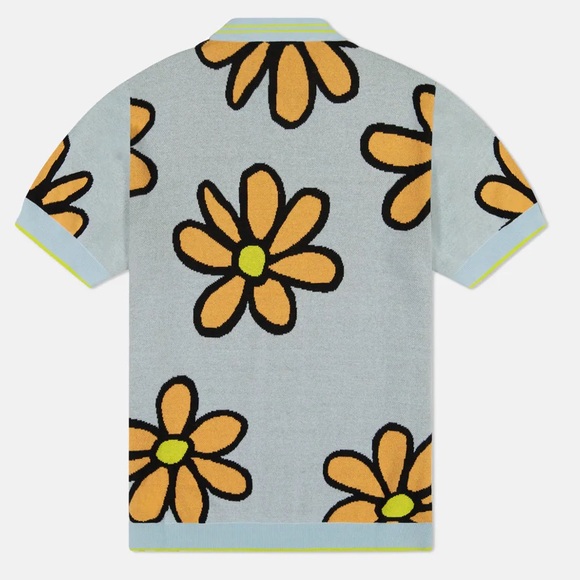 NWT WeSC S/S Polo Collar Cardigan Daisys (Winter Sky) - Picture 2 of 8